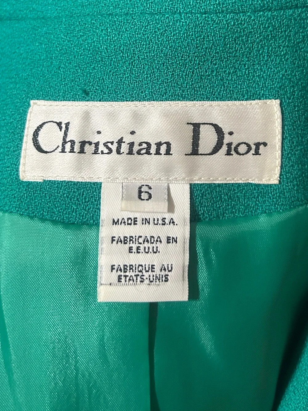 Christian Dior Green Wool Blazer Jacket